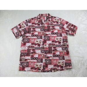 Royal Creations Shirt Mens Extra Large Red Floral Button Up‎ Hawaiian Beach